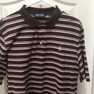 Ralph Lauren Golf Polo Brown/Pink Stripe - Size L